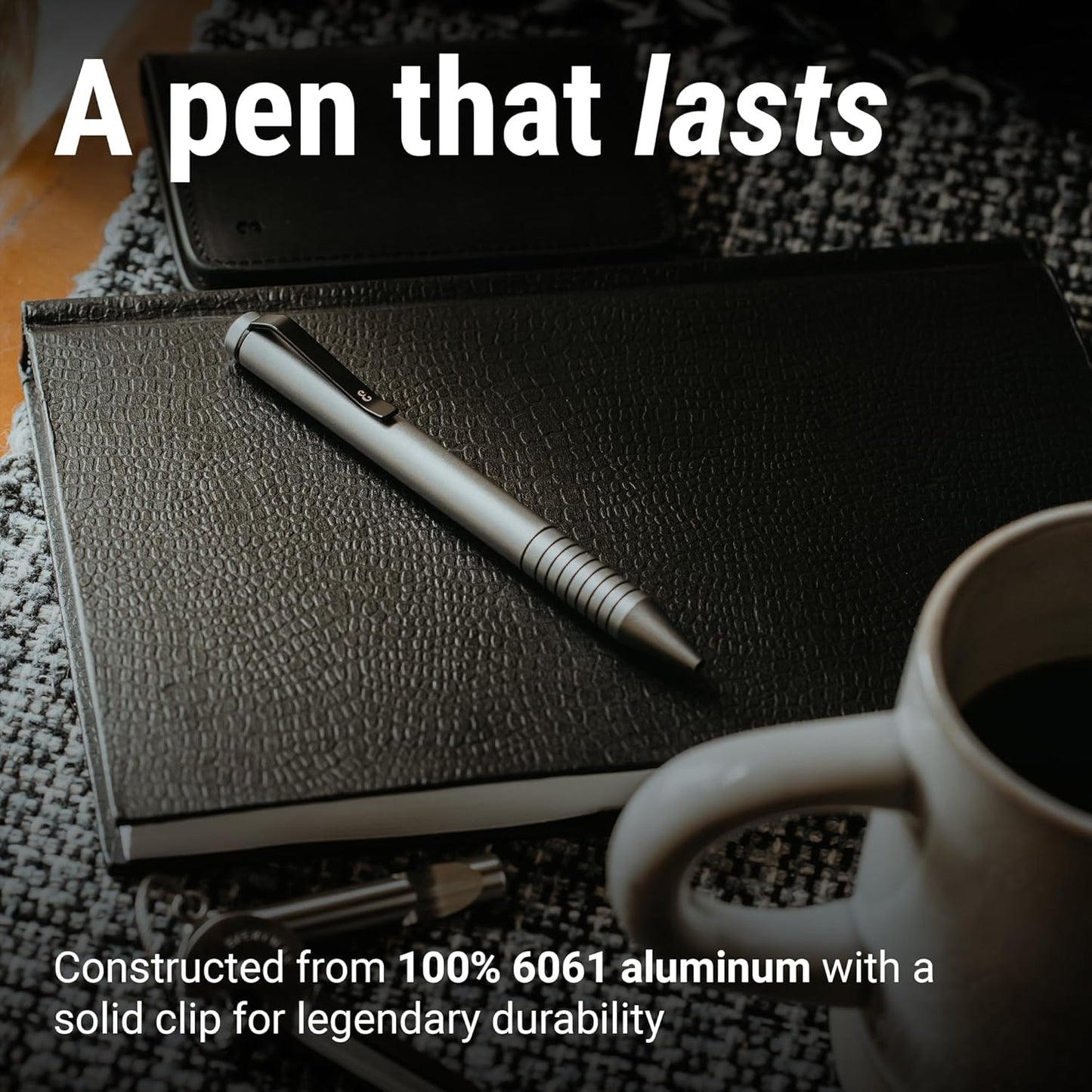 Everyman Grafton Mini Twist Refillable 0.7mm Ball Point Pen Gunmetal | Sleek Anodized Aluminum Pocket Pen with Grooved Grip | Smooth Writing EDC Ink Pen for Office, Travel, Work & Gifting