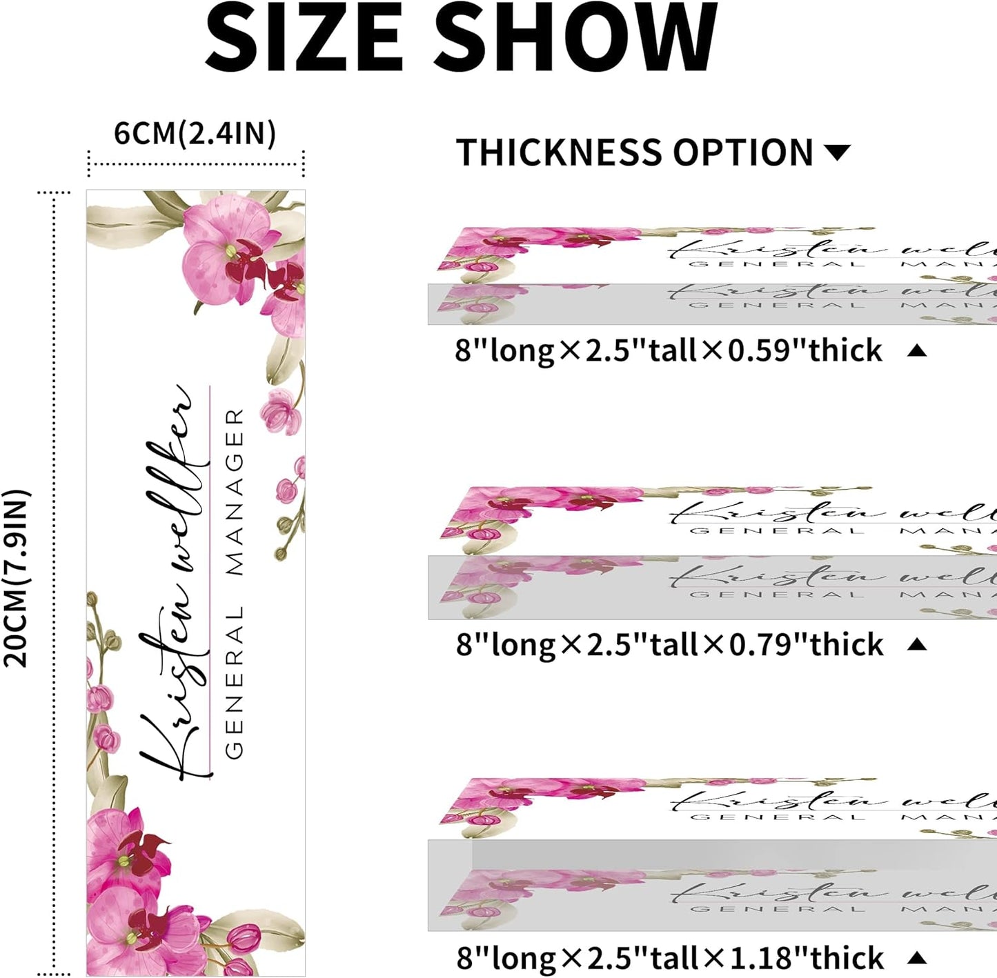 Custom Desk Name Plate Personalized, Acrylic Name Plate for Desk, Office Desk Decor for Women and Men, Employee Appreciation Gifts Office Gifts for Boss, Manager, Teacher, Nurse (Butterfly Orchid)