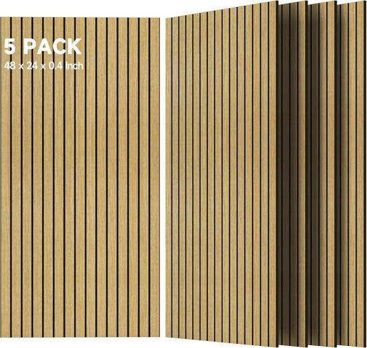 TO-TH Large Art Acoustic Panels,5 Pack Sound Absorbing Panels,47.2” x 23.6” x 0.4” Soundproof Panels,High-Density Acoustic Wall Panels,Decorative Sound Panels with Wood-Look