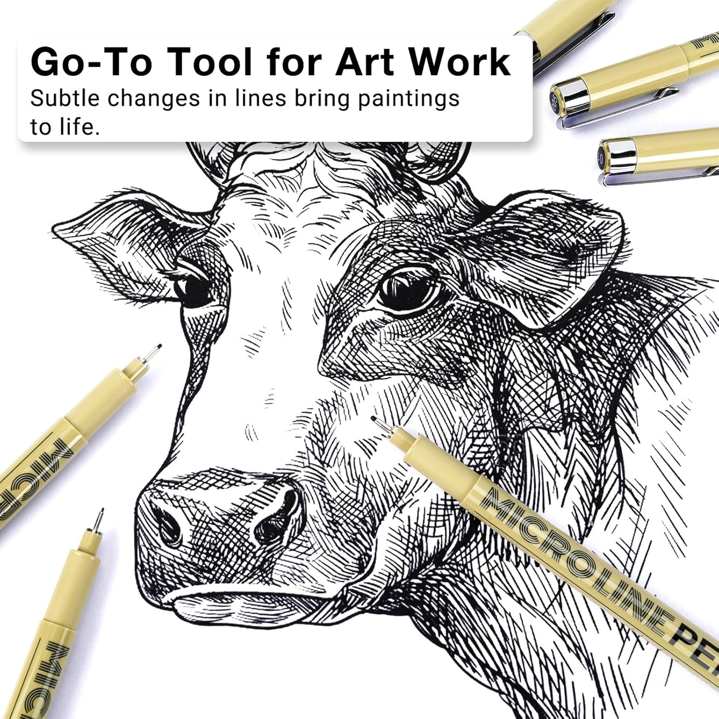 KERIFI Fineliner Ink Pens, Black Micro Fine Point Drawing Pens Waterproof Archival Ink Multiliner Pens for Artist Illustration, Sketching, Technical Drawing, Zentangle, Scrapbooking (6 Assorted Nib)