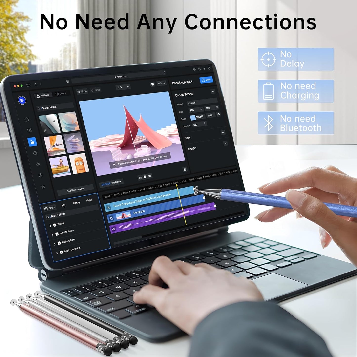 Stylus (10 Pcs),2-in-1 Stylus Pen for Touch Screen,High Precision and Sensitivity,Suitable for iPhone/ipad/Android Tablets,Compatible with Touch Screens (Silver/Blue/Rose Gold/White/Black)