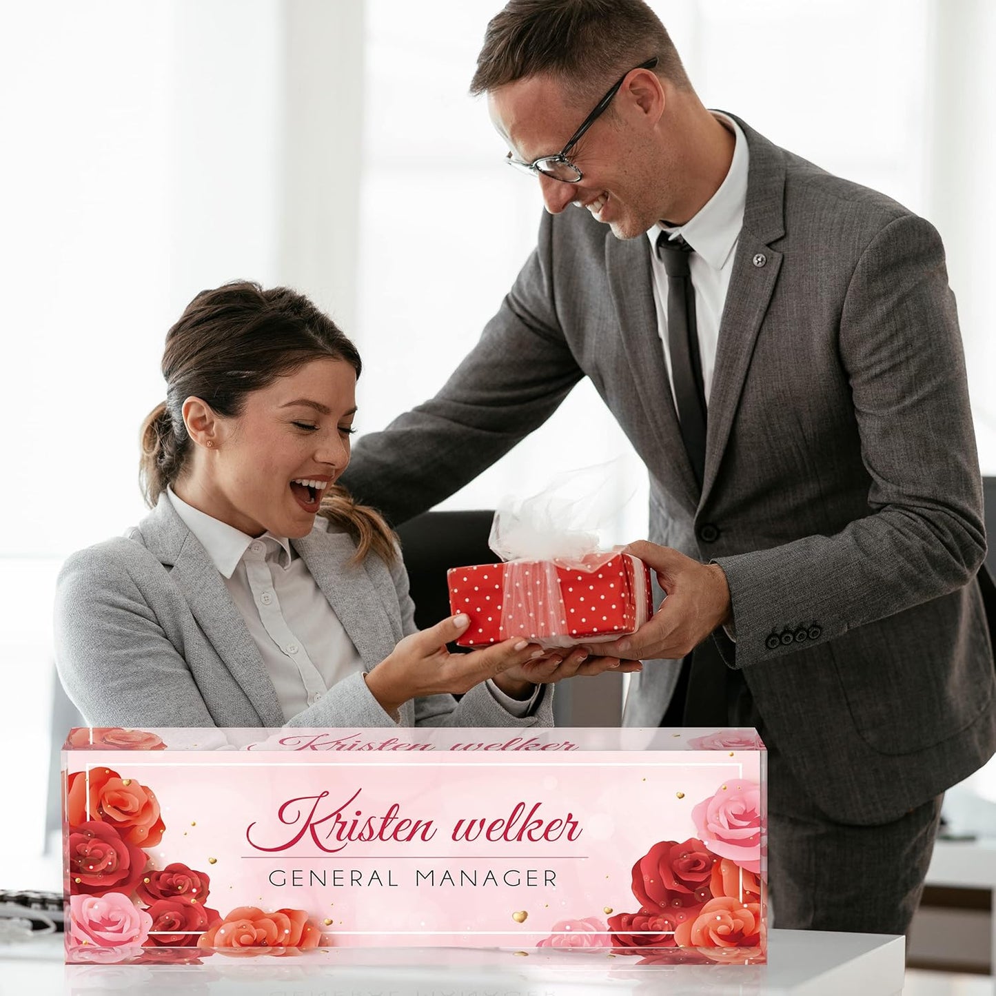 Desk Name Plate Personalized | Custom Name Plates for Desks | Office Gifts for Coworkers, Boss, Employee, Teacher, Social Worker | Office Desk Decor - (8" x 2.5")