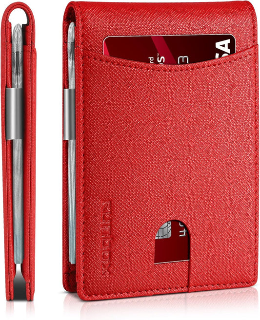 RUNBOX Money Clip Slim Wallets for Men RFID Blocking 11 Card Holder Minimalist Small Leather Bifold Men's Front Pocket Wallet Gift Box