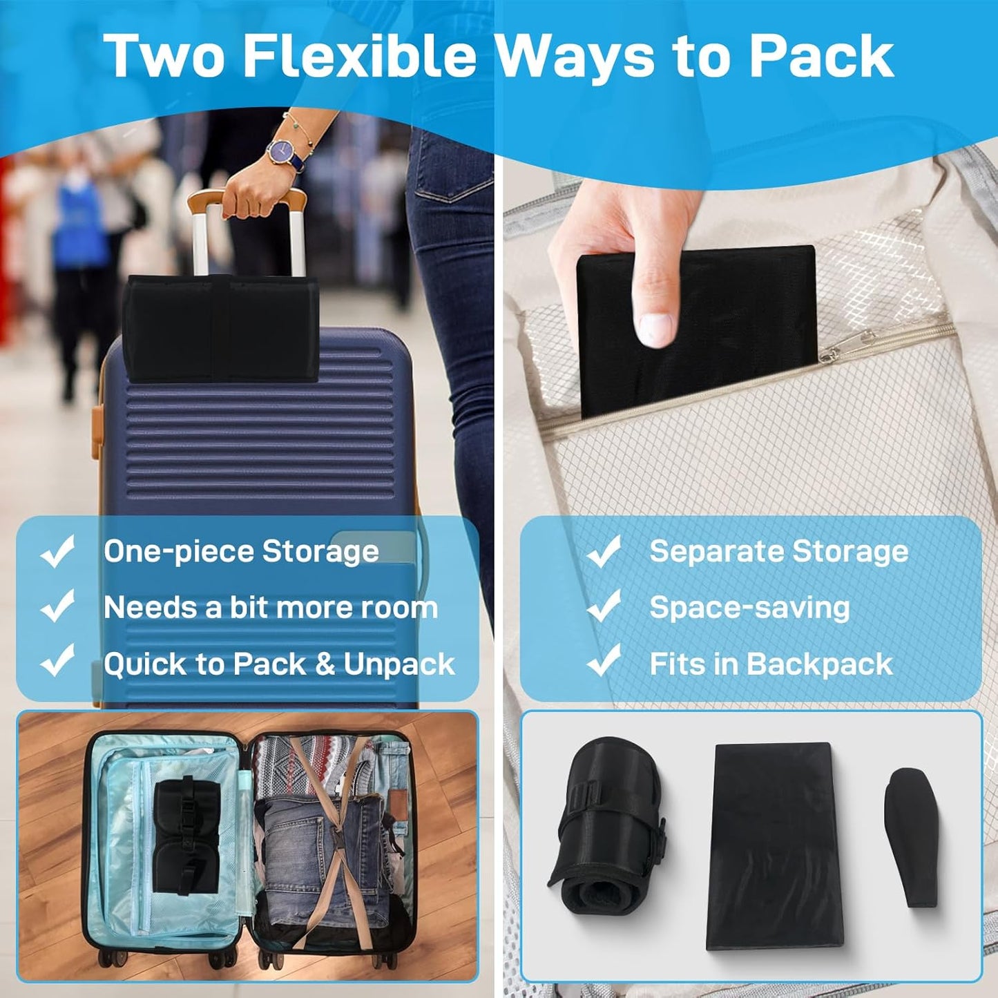 Airplane Foot Hammock, Foot Hammock for Travel Accessories with Ergonomic Removable Foot Divider Design, Airplane Foot Rest, Premium Comfortable Memory Foam & Hardboard for No Feet Clashing(Large)