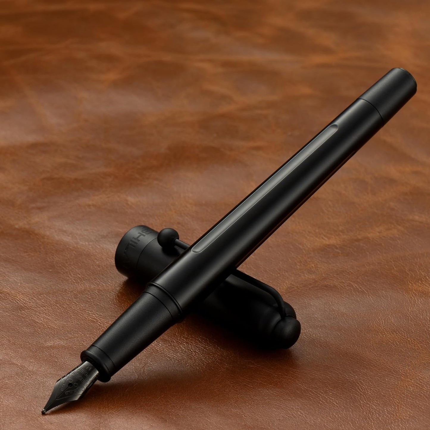 Luxury Matte Black Forest Fountain Pen Set,Titanium Black Extra Fine and Medium Nibs,Includes 2 Ink Converters,10 Ink Cartridges,15ml ink，Premium Gift Case for Calligraphy (Medium Nib)