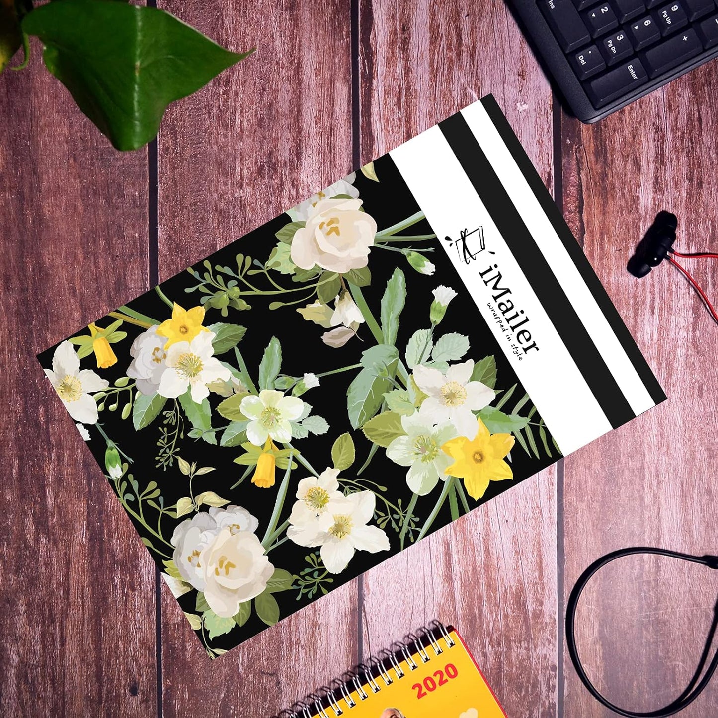 iMailer-10" x 13"(100pcs) Poly Mailer Mailing Shipping Black Flower Envelope Package Bags-Self Seal…