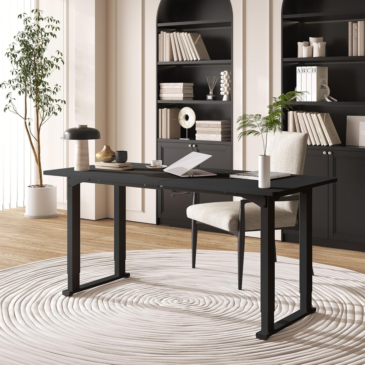 4 Legs Standing Desk, Large 71x31 Inches Electric Adjustable Height Desks with Splice Board, Stand Up Desks Home Office Computer Workstation, Black