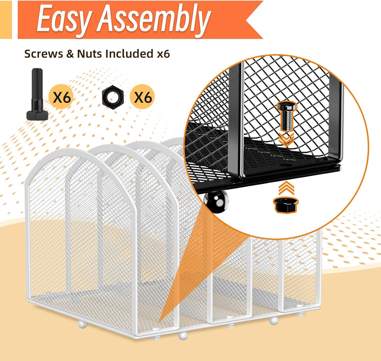 Desk File Organizer 5 Sections Desktop Organizer File Sorter Office Organization File Folder Holder for Office School & Classroom (White, 5 Section - 1Pack)