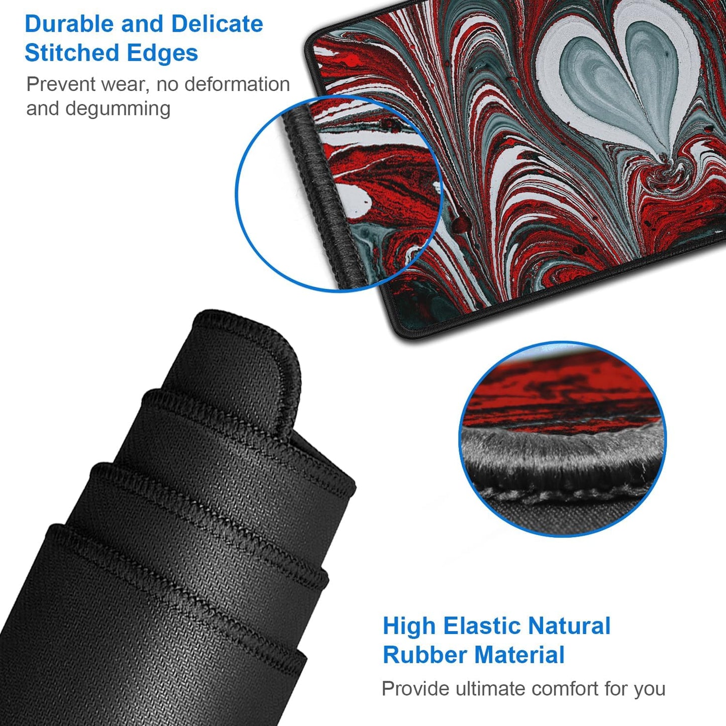 Gaming Mouse Pad, 31.5x15.7 inch Large Extended Computer Keyboard Mouse Mat, Water Resist Non-Slip Mousepad Rubber Base Long XXL Desk Mouse Pad for Work & Gaming, Office & Home, Red Heart