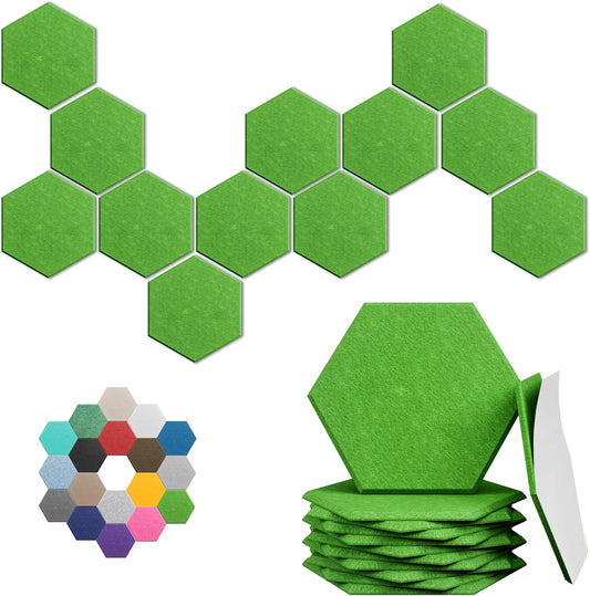 Hexagonal Acoustic Panels-18 Pack High-Density Sound Absorbing Panels 12"X10"X0.4" for Enhanced Noise Reduction, DIY Design, Idea for Studios, Offices, and Home Theaters(Lush Green)