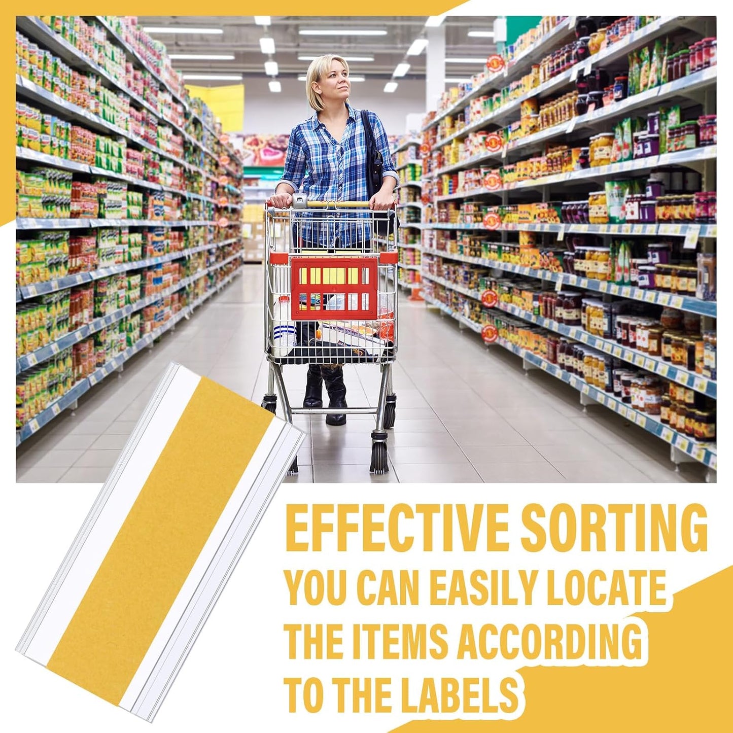 Kathfly 100 Pcs 3 x 1. 4 Inch Self Adhesive Label Holders Nameplate, Clear Shelf Label Holders Plastic Name Price Tag Strip Door Plates for Supermarket Retail Store Home Office Desk Storage Bins