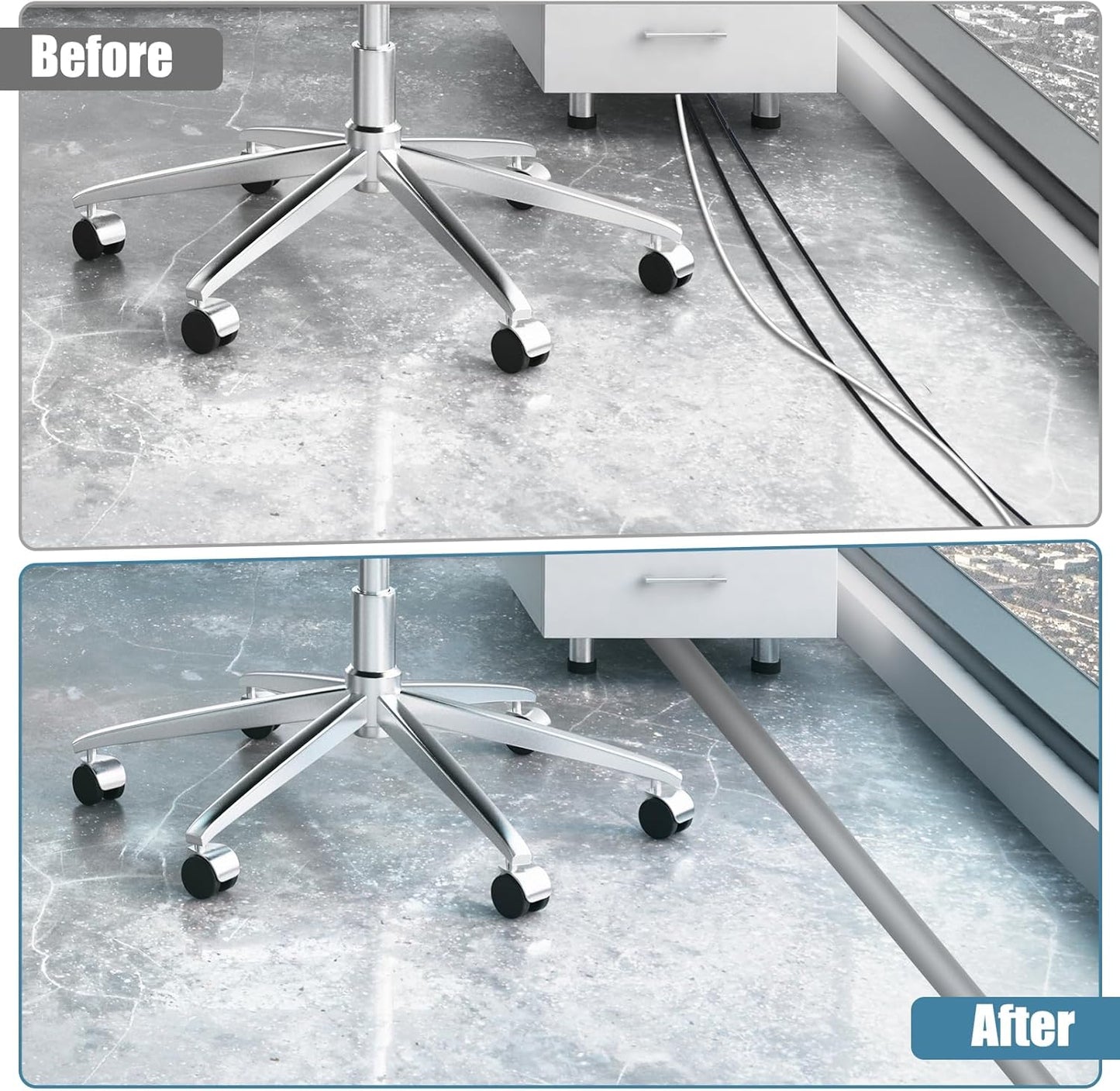 Floor Cord Covers for Wires 6FT Cable Hider Wire Cover Self Adhesive Cord Hider Floor for Offices, Homes, Workshops, Warehouses Cable Cavity 0.39" W x 0.27" H