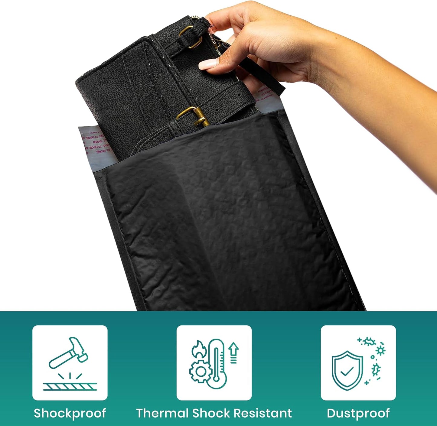 Levex - #0000 4" x 6" [5 Pack] Black Poly Bubble Mailers, Padded Envelope Mailers, Packing Envelope & Mailing Bags for Shipping