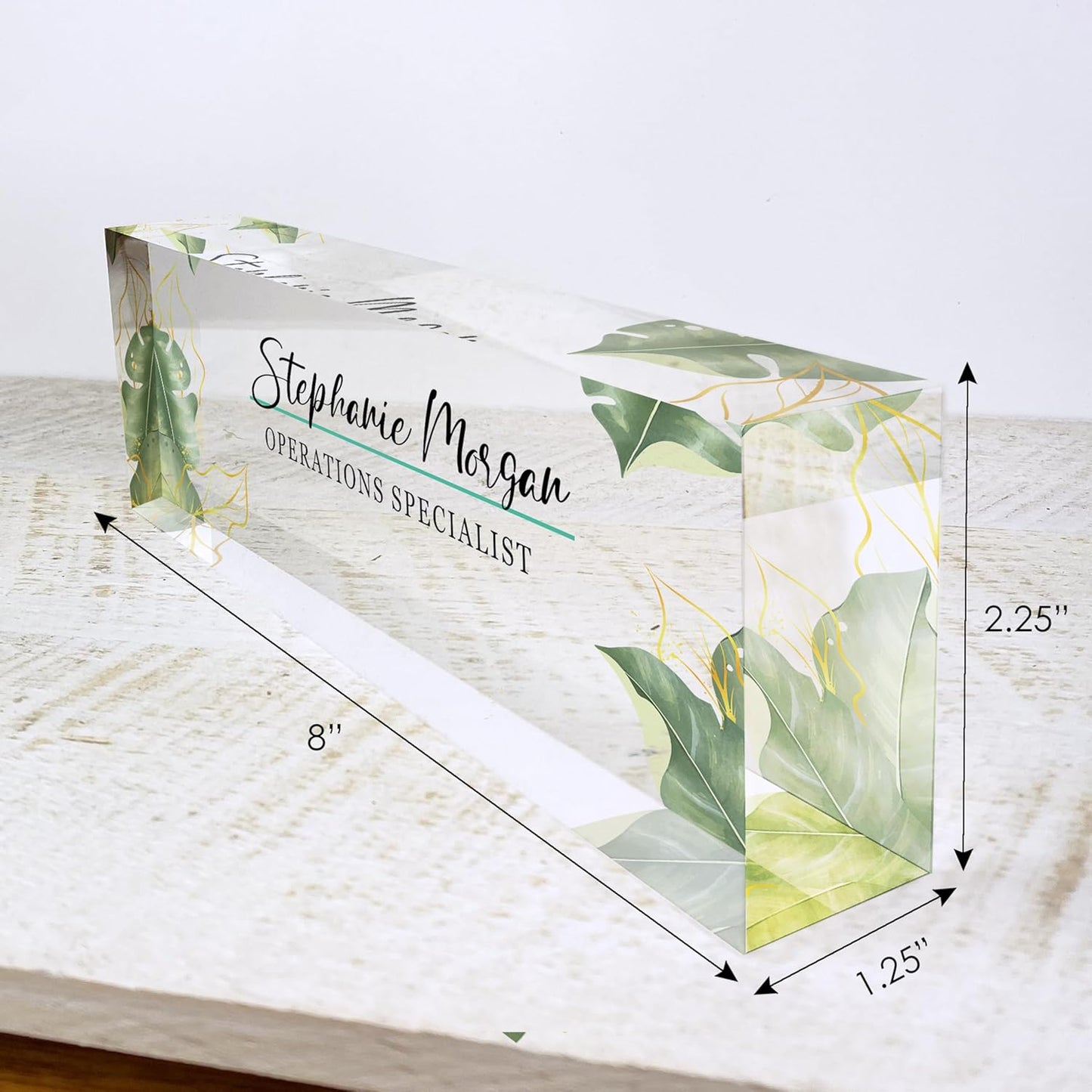 ARTBLOX | Personalized Name Plate for Desk, Custom Name Plate, Office Sign, Acrylic Desk Decor, Floral Name sign, Realtor Gift