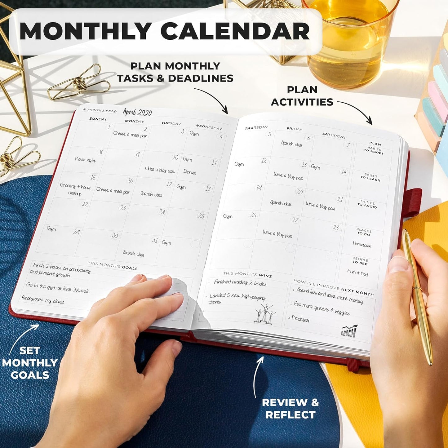 Clever Fox Planner Premium Edition – Undated Luxurious Weekly & Monthly Planner to Increase Productivity and Hit Your Goals – Organizer – Start Anytime, A5, Lasts 1 Year, Red (Weekly)