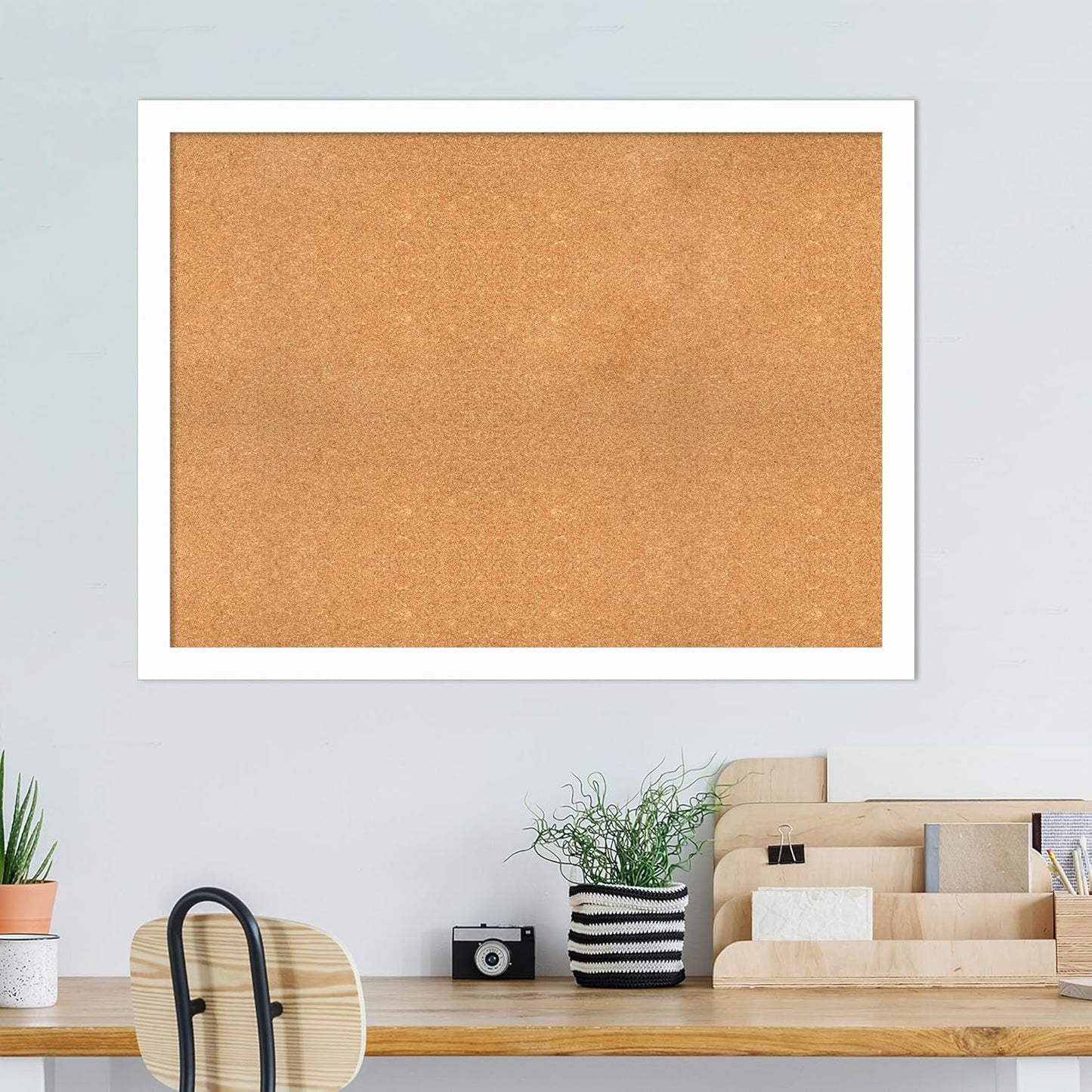 Amanti Art Natural Cork Board for Wall, 35x47 Vision Board with White Frame, Oversize Corkboard Office Decor for Home Organization, Casual Corkboard Pinboard to Display Items for Home Organization in