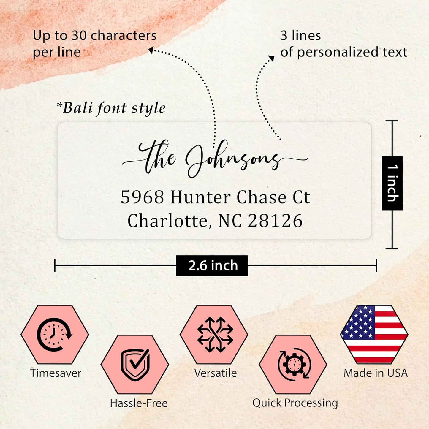 Personalized Return Address Labels Simple - Set of 240 Elegant Custom Mailing Labels for Envelopes, Self Adhesive Flat Sheet Rectangle Personalized Name Stickers (Clear)