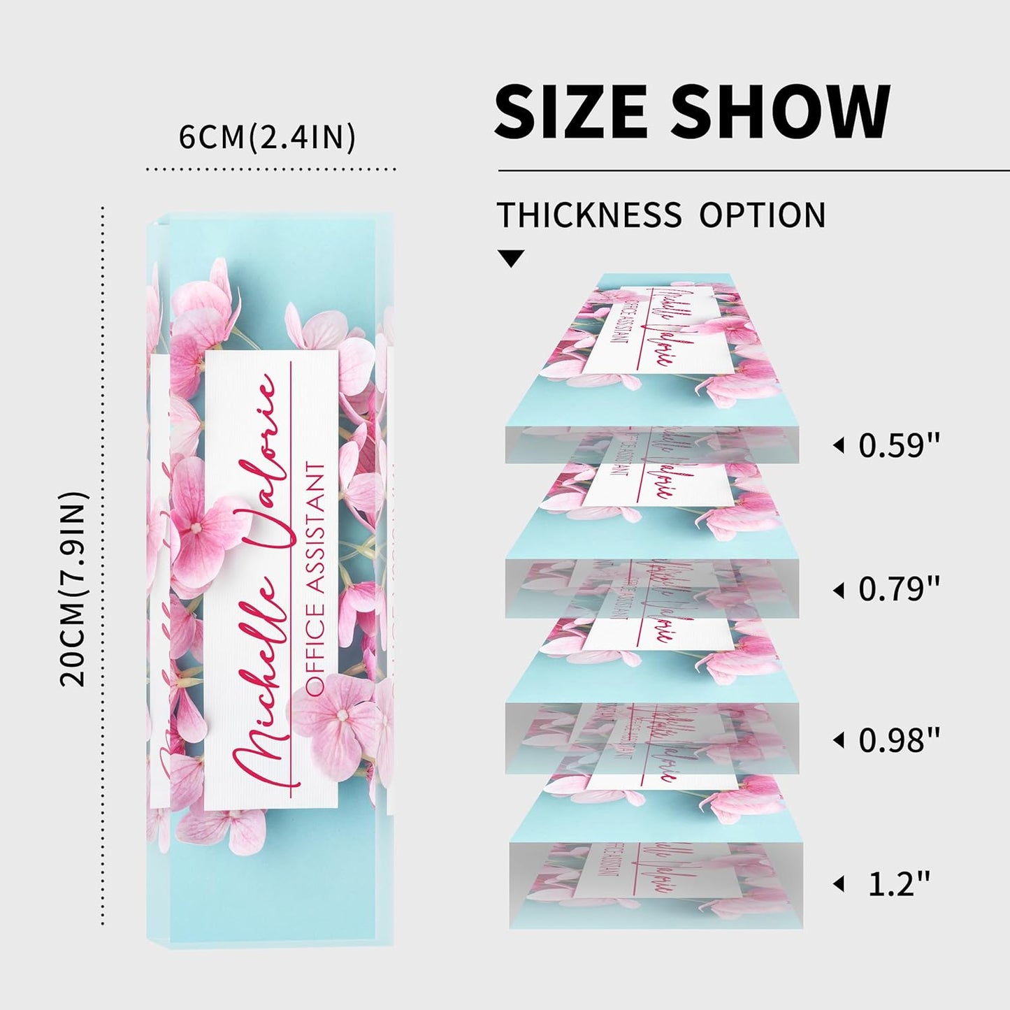 Office Desk Name Plate Personalized, Custom Name Plates for Desks, Name Plate Personalized for Office, Employee Appreciation Gifts (Pinkish Blue)