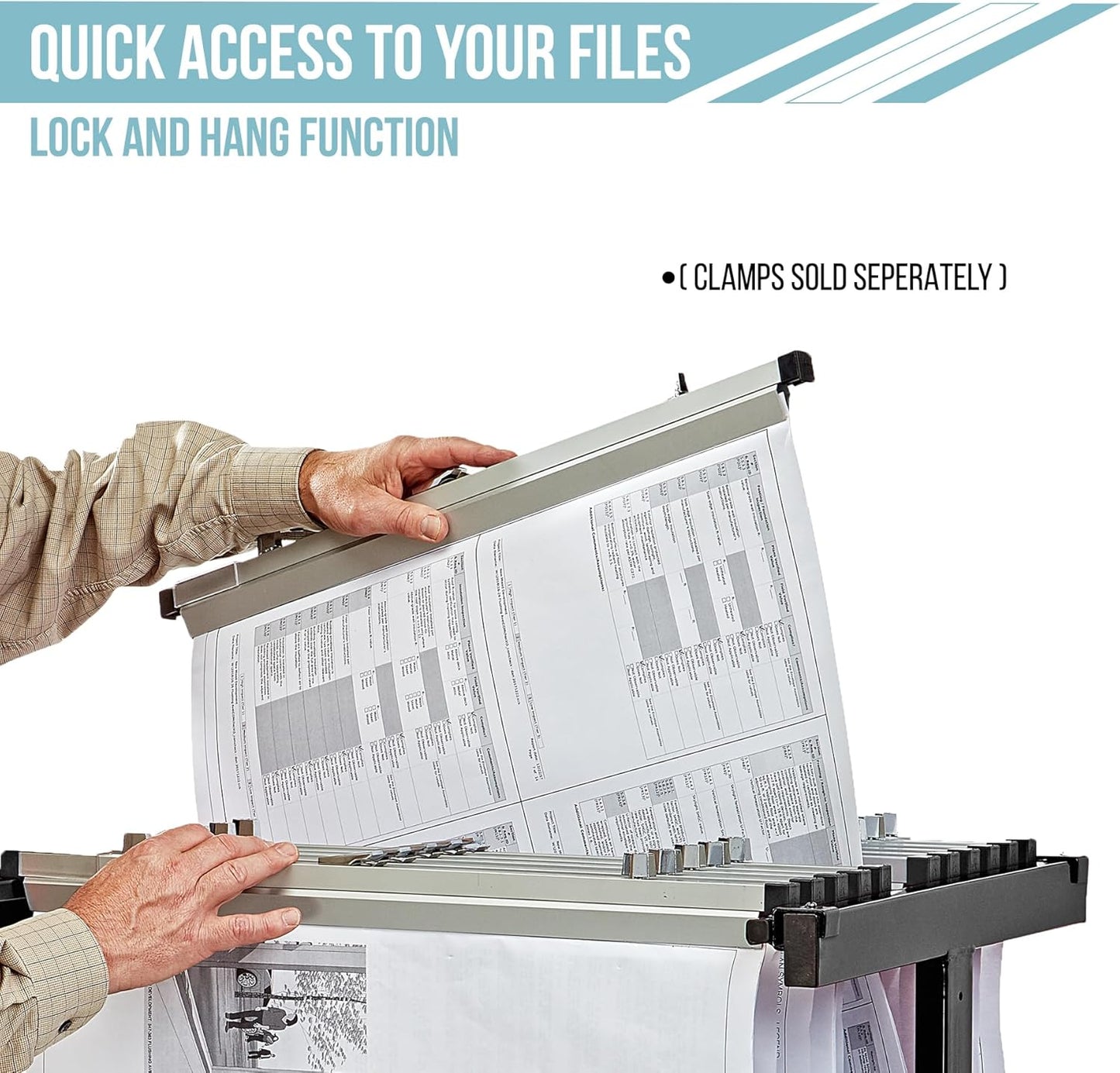 Adir Mobile Blueprint Storage Rack - Adjustable Mobile Blueprint Holder, Vertical Architect Drawing Rack with Wheels, Poster Rack Display, Construction Plans Holder (Without Blueprint Clamps)