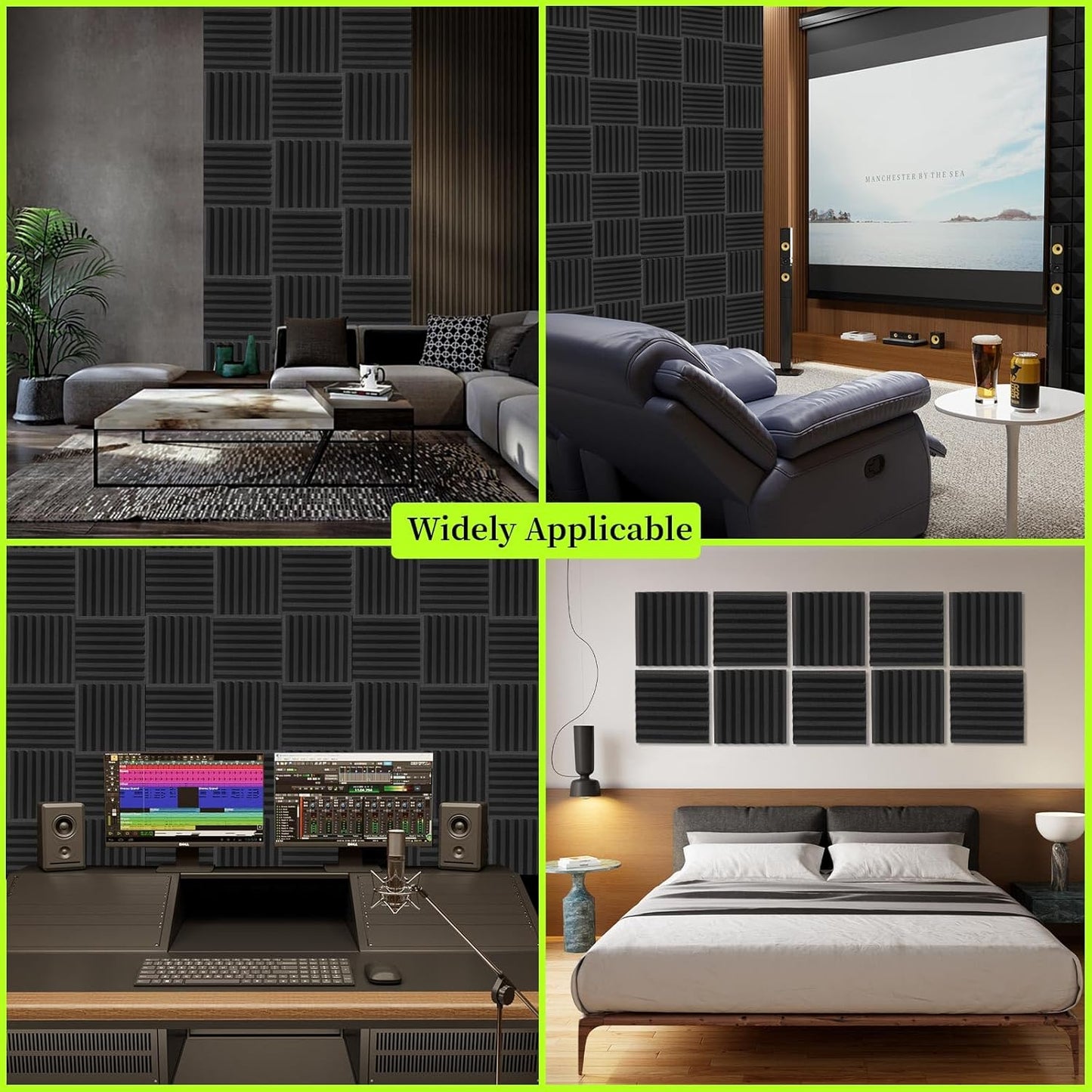 24 Pack Sound Proof Foam Panels for Walls 12x12x1 Inches, Self-Adhesive Wedges Acoustic Panels Sound Absorbing, Acoustic Foam Panels for Recording Studio, Home, Office