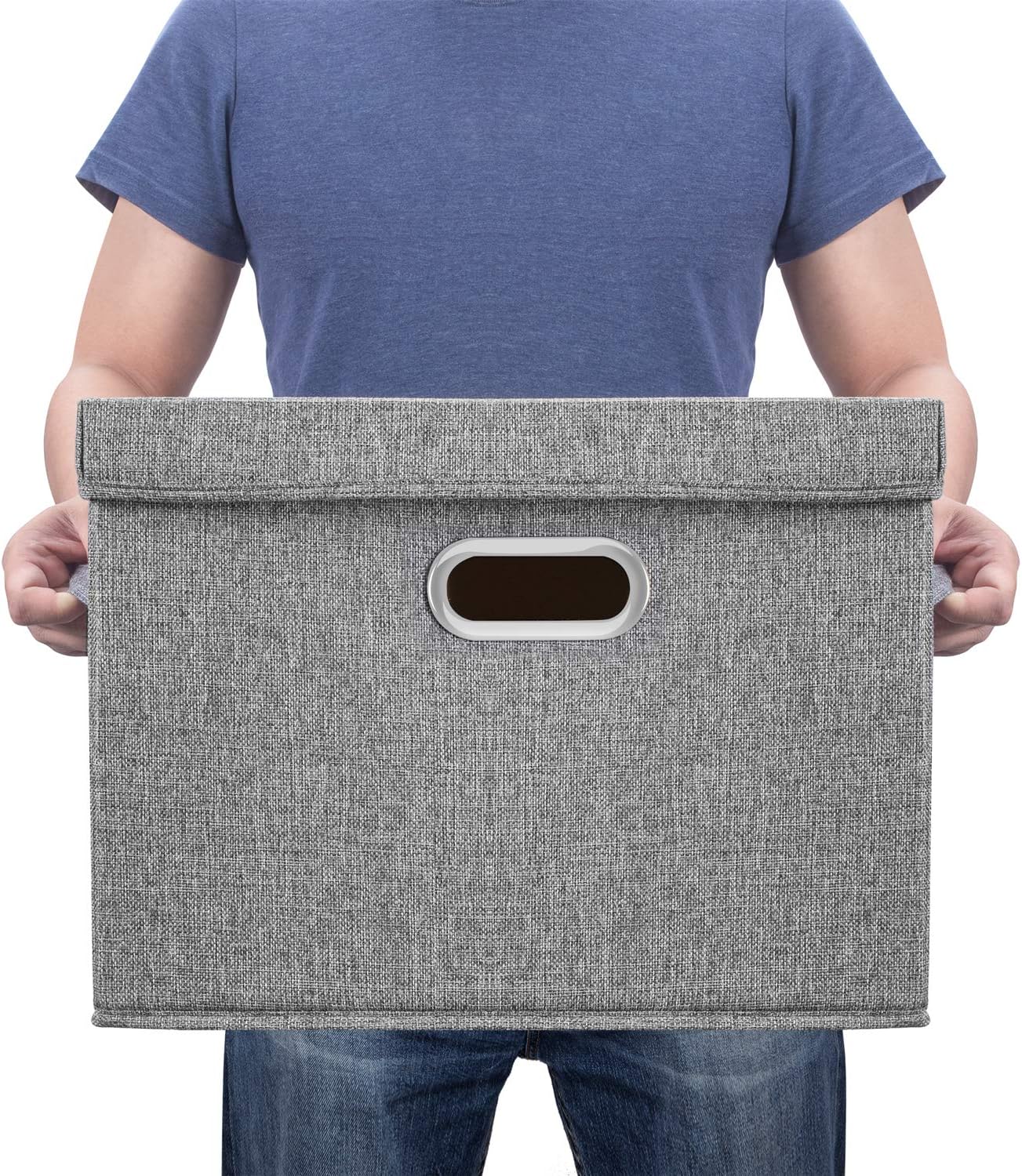 TYEERS Large Collapsible Storage Bins with Lids, Organization Bins for Closet Storage, Clothes Storage, Folding Storage Box with Lids for Home Office Storage - 2 Pack - Gray