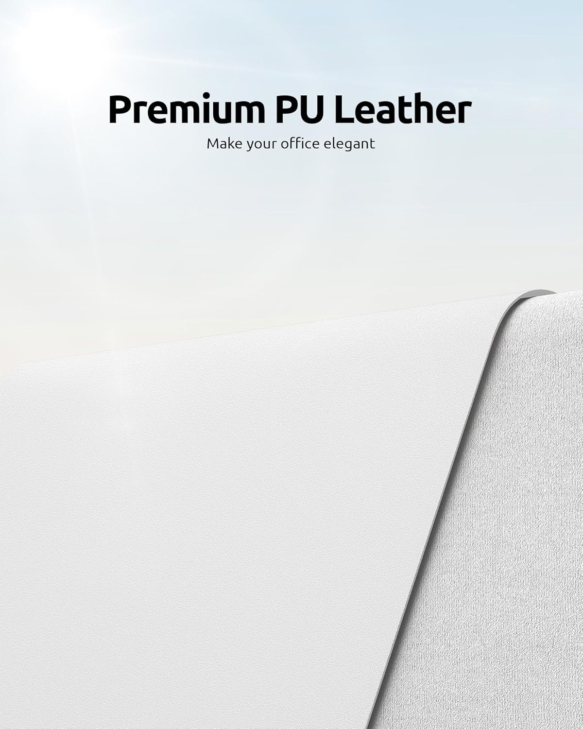 YSAGi Leather Desk Protector, Office Mat, Large Mouse Mat, Non-Slip PU Leather Blotter, Laptop Desk Pad, Waterproof Writing Pad for Office and Home (White, 35.4" x 17")