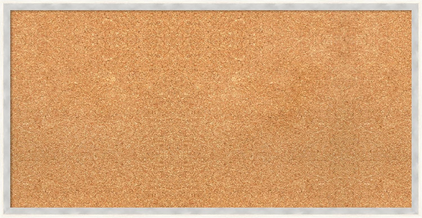 Amanti Art Natural Cork Board for Wall, 17x33 Vision Board with White Frame, Medium Corkboard Office Decor for Home Organization, Modern Corkboard Pinboard to Display Items for Home Organization in