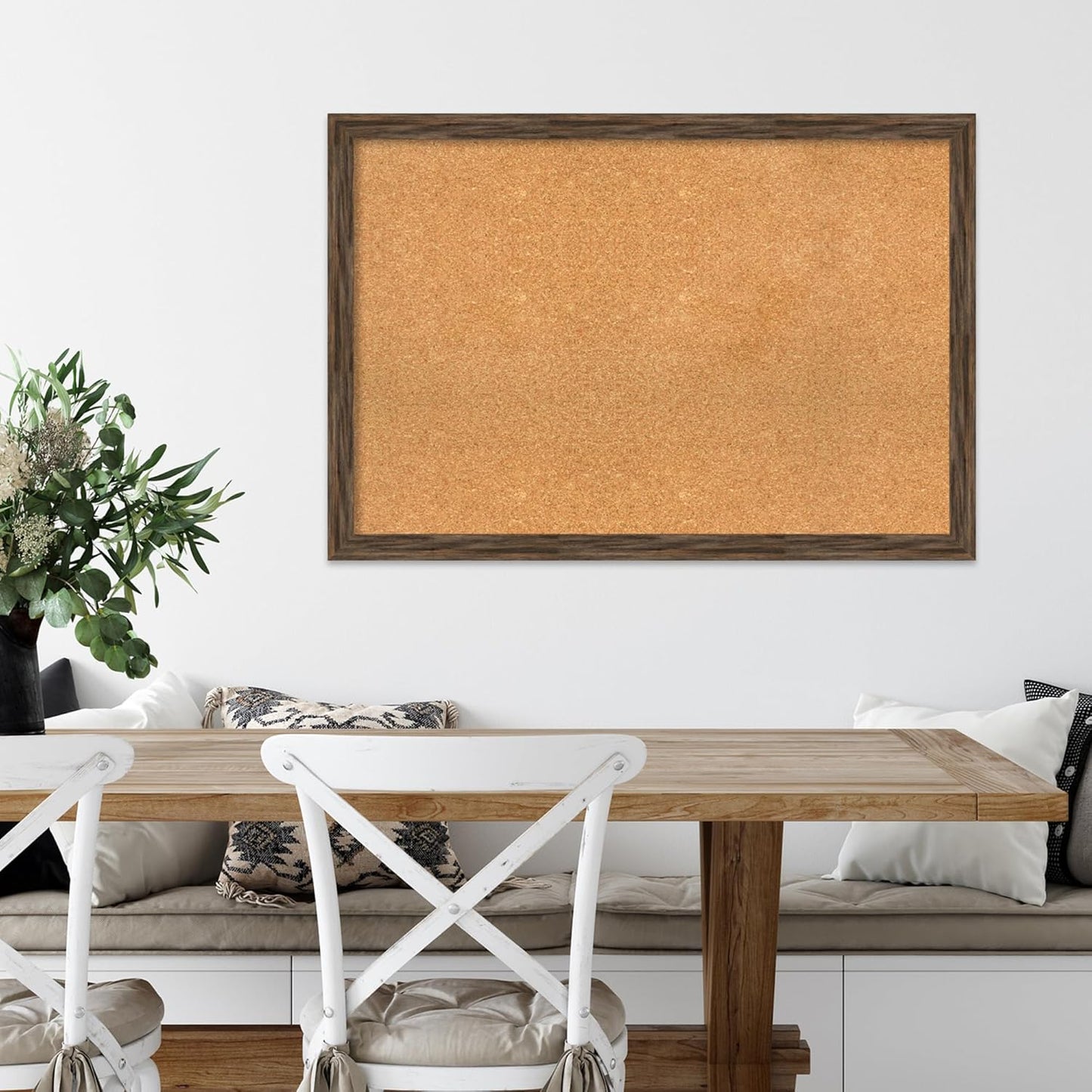 Amanti Art Natural Cork Board for Wall, 27x39 Vision Board with Brown Wood Frame, Large Corkboard Office Decor for Home Organization, Rustic Farmhouse Corkboard Pinboard to display items for home