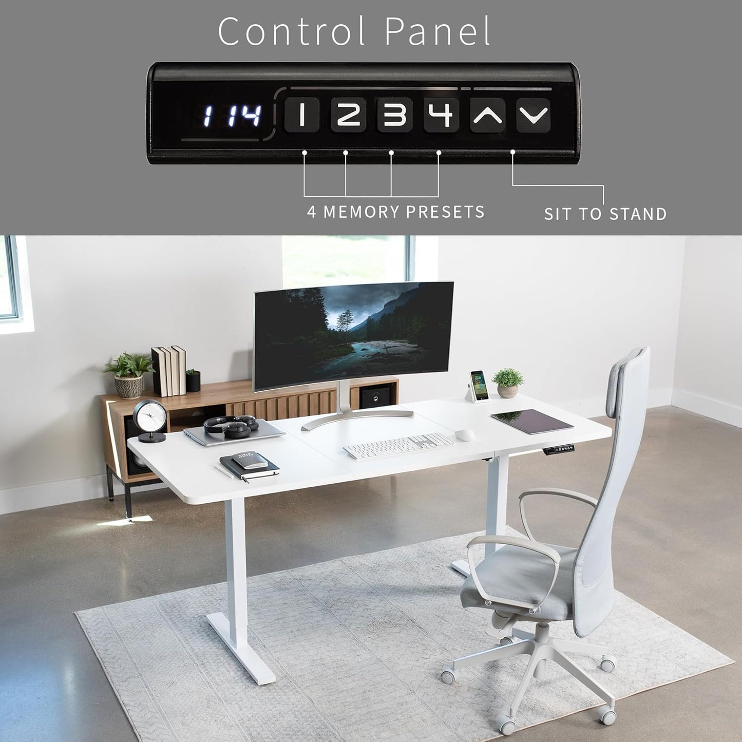 VIVO Electric 71 x 30 in Standing Desk, Memory Height Adjustment, 1B Series, White Top White Frame, DESK-KIT-1W7W