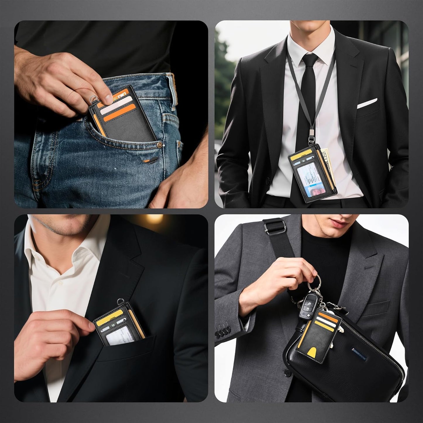 Mayski Slim Wallet, Credit Card Holder for Women, Minimalist Front Pocket RFID Blocking Card Cases, Small Wallet Women Men(Oiled Wax Black)