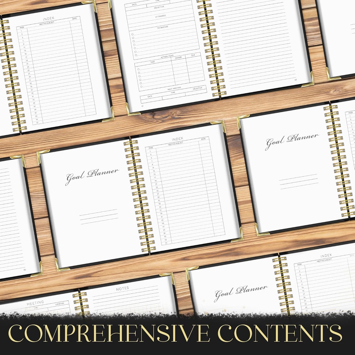 Marjan International Meeting Notebook for Work with Black Pen – 100gsm Thick Paper, Professional Planner Notebook for Work, To Do List Organizer, Business Journal, Office Work Notebook