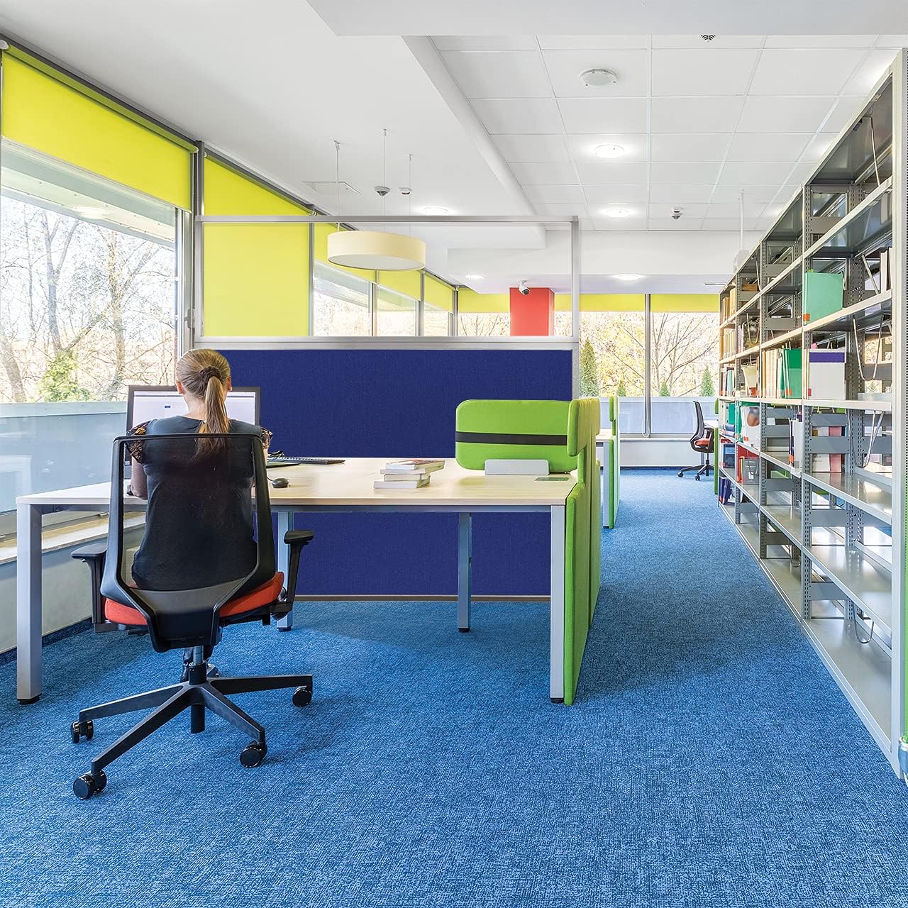 Versare Hush Screen Portable Room Divider | Workstation Wall Divider | Freestanding Privacy Hush Panels | Clear Fluted Windows | Fabric Office Divider Screen | Great for Room Separation