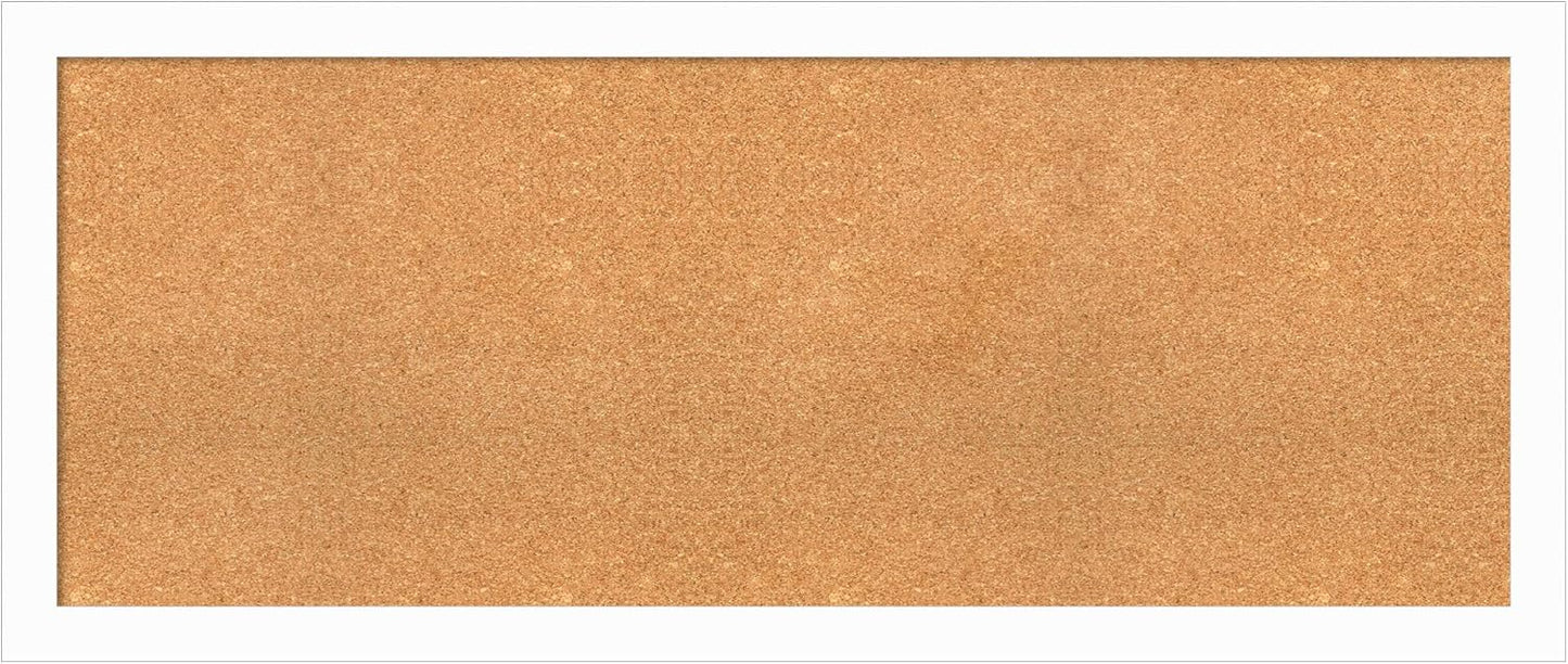 Amanti Art Natural Cork Board for Wall, 23x55 Vision Board with White Frame, Oversize Corkboard Office Decor for Home Organization, Casual Corkboard Pinboard to Display Items for Home Organization in
