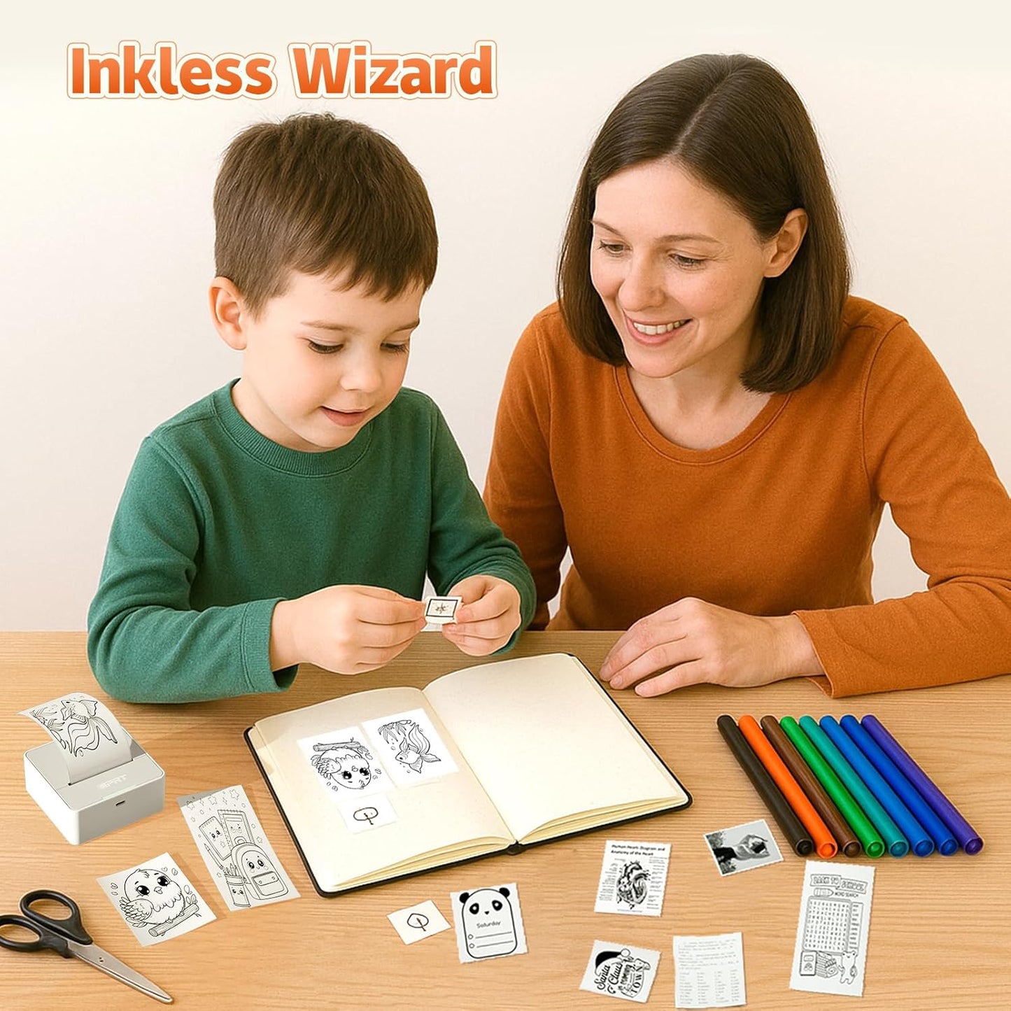 iDPRT Mini Printer with 1 Roll Sticker Paper, Portable Sticker Maker Machine Efficiently and Quickly, Thermal Printer for Study Notes, Pictures, DIY, Label, Free App with Multiple Templates, Gray