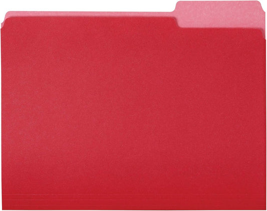 Amazon Basics File Folders, Letter Size, 1/3 Cut Tab, Red, 36-Pack