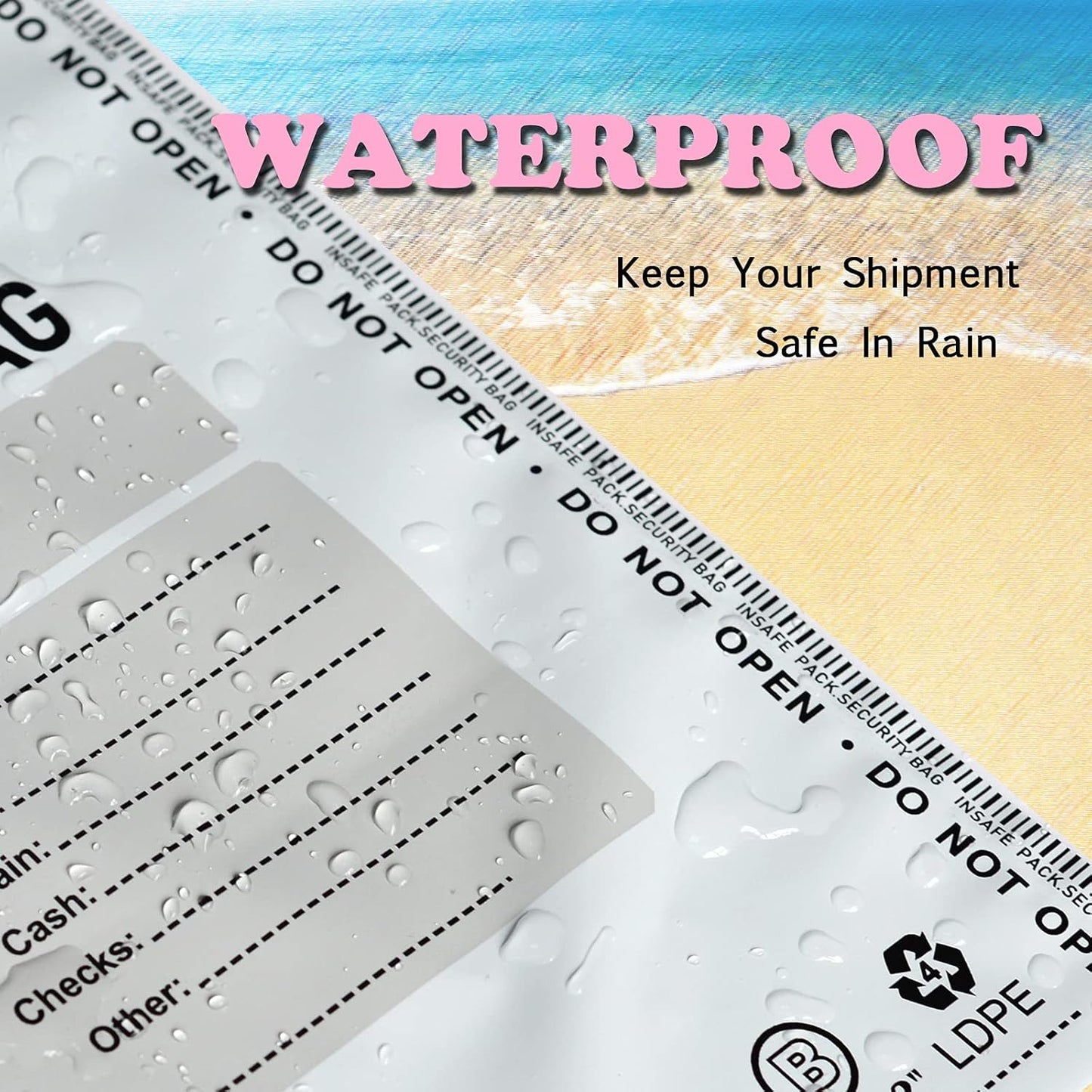 INSAFEPACK 100PCS 12"x16" Bank Deposit Bags - 100% Recyclable Tamper Evident Bags - Self Adhesion Security Bank Pocket