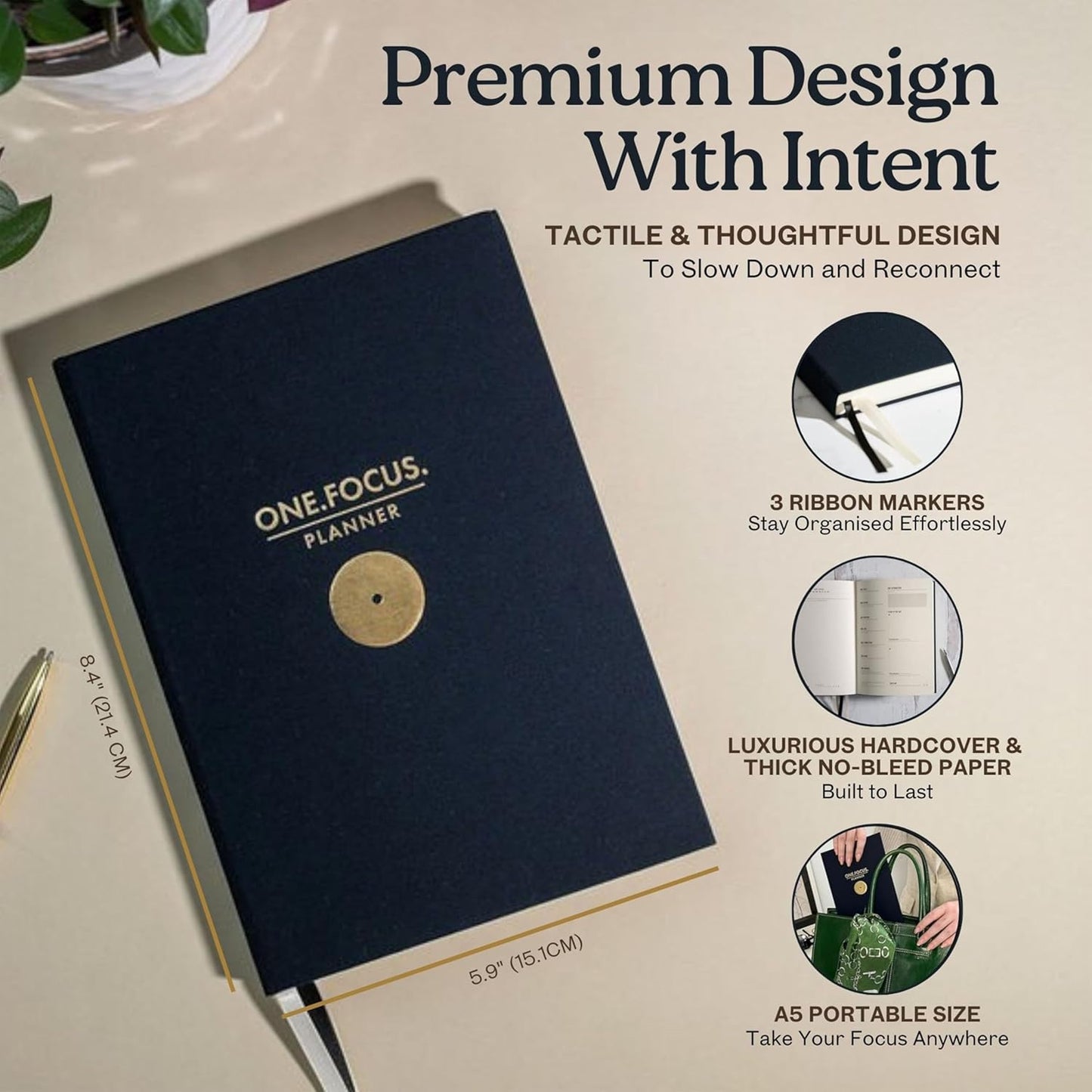 One Focus ADHD Daily Planner: 90-Day Undated Productivity Journal, Anxiety Relief, Mindfulness, Goal Setting, Gratitude, and Habit Tracking – Perfect for Busy Professionals, Neurodivergent Adults & Daily Productivity, A5, Black