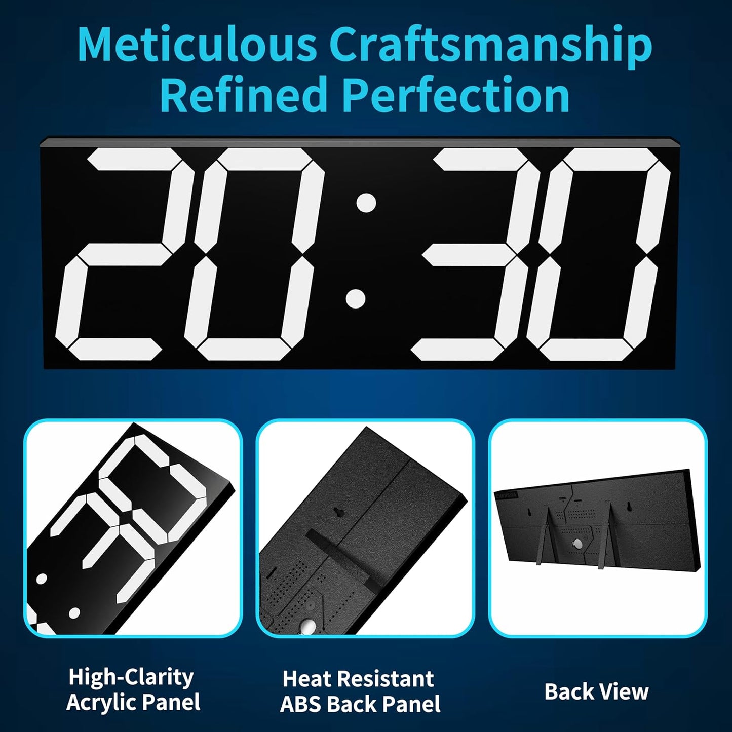 Digital Clock with Large Display 18.7 Inch, GPS Auto-Sync Time, Wall-Mounted with Remote Control, Ideal for Classroom Use