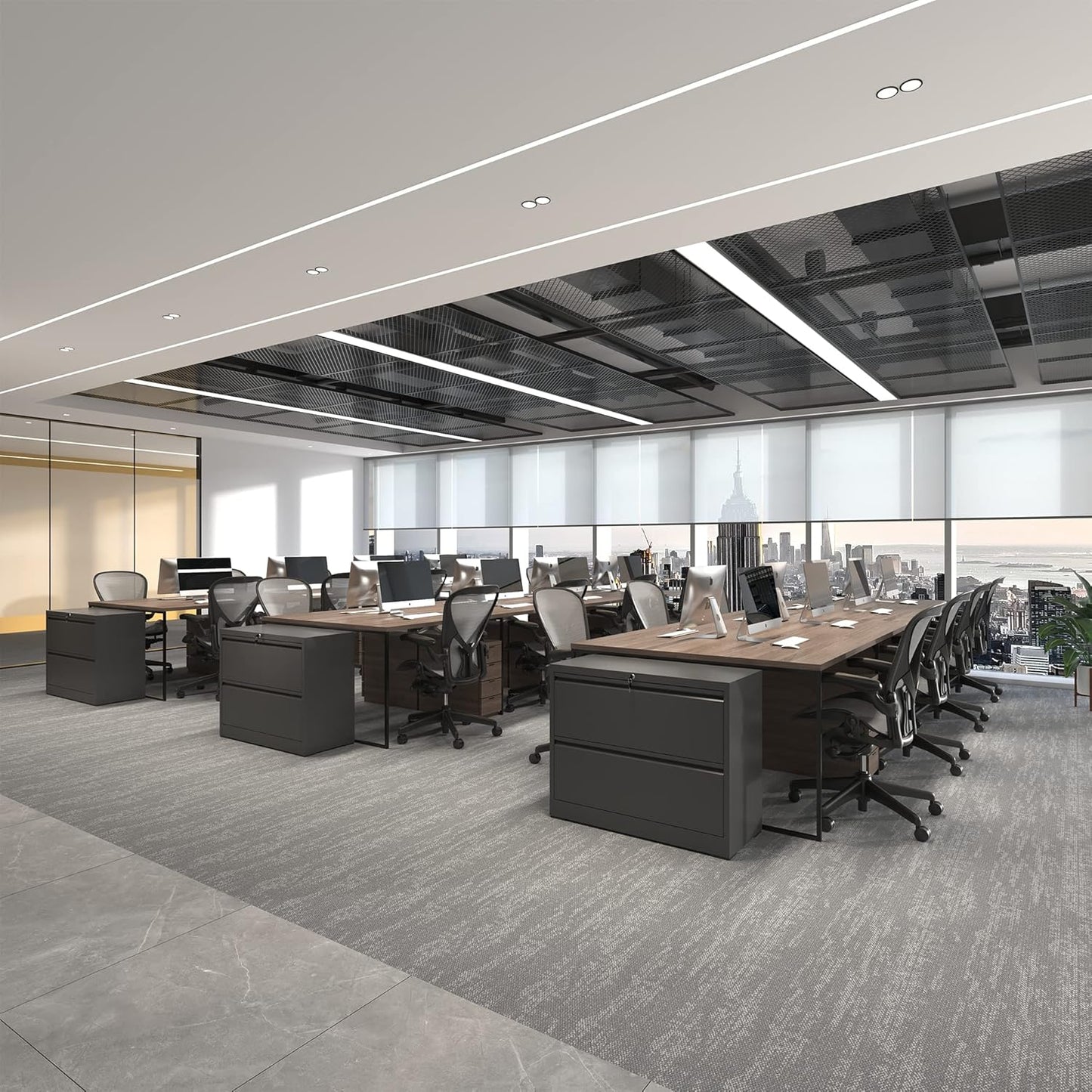 2 Drawer Lateral File Cabinet, Metal File Cabinets for Home Office Legal/Letter A4 Size, File Cabinet with 2 Drawer Storage Cabinet, Require Assembly, Black