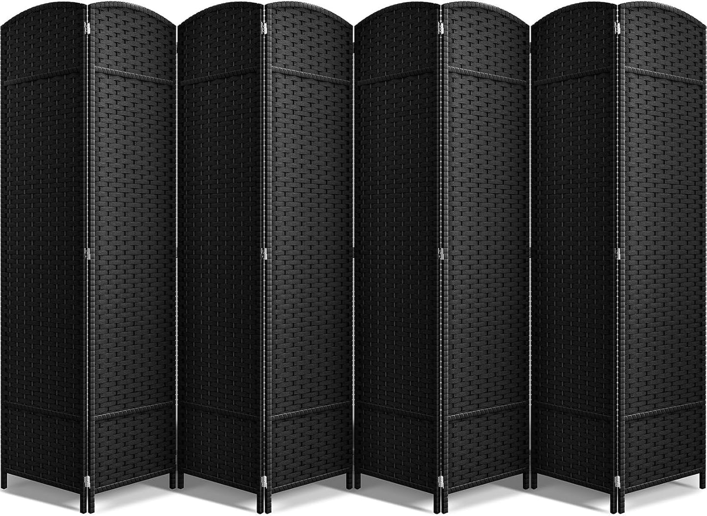Sorbus 8-Panel Black Room Divider with Double Hinged Panels, 6 ft Tall Folding Privacy Screen