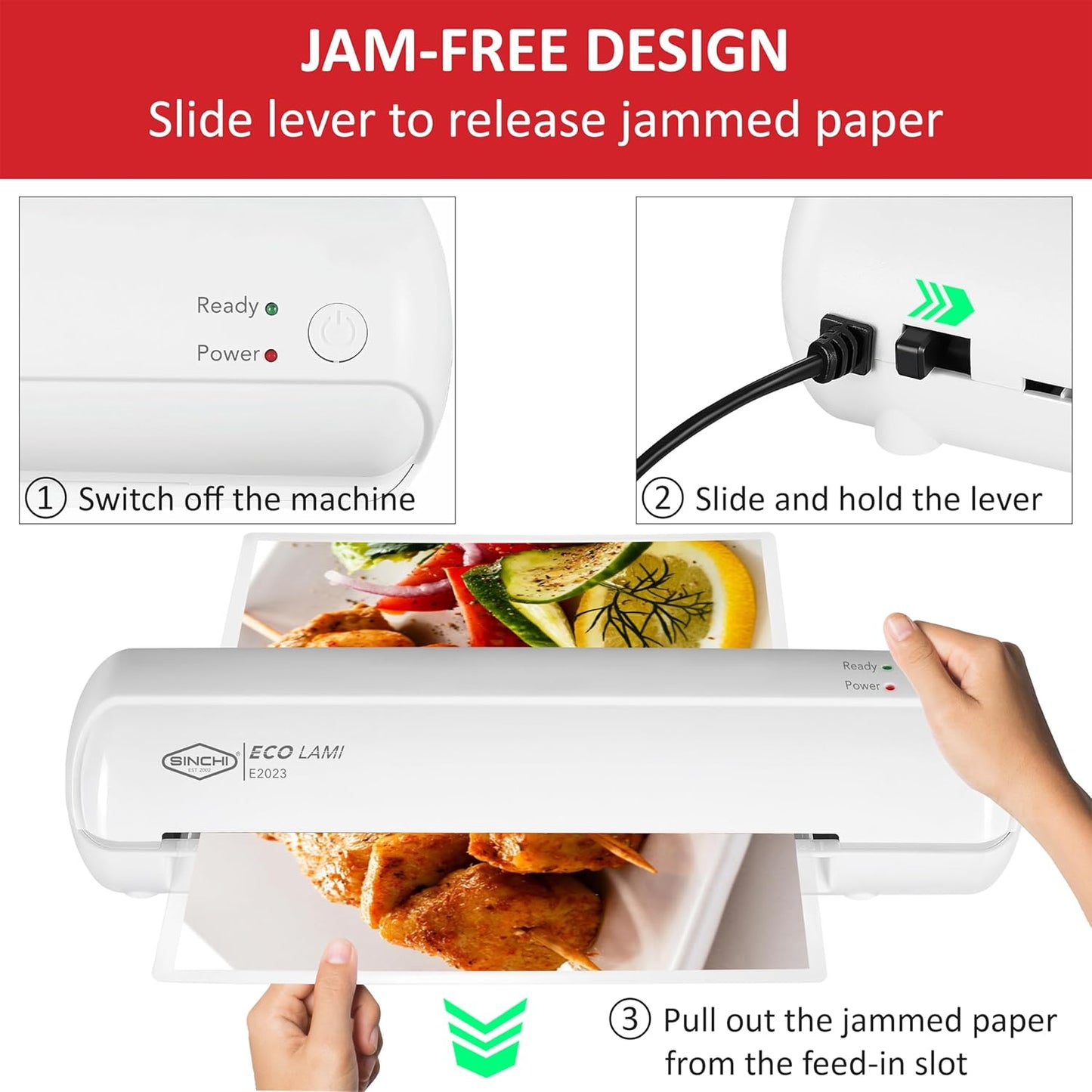 SINCHI 9-Inch Thermal Laminator, 3–5 Mil, 3-Min Warm-Up, Compact Lamination Machine with 10 Pouches, Jam Release Lever, Auto Shut-Off, One-Touch Operation for Home, Office, School