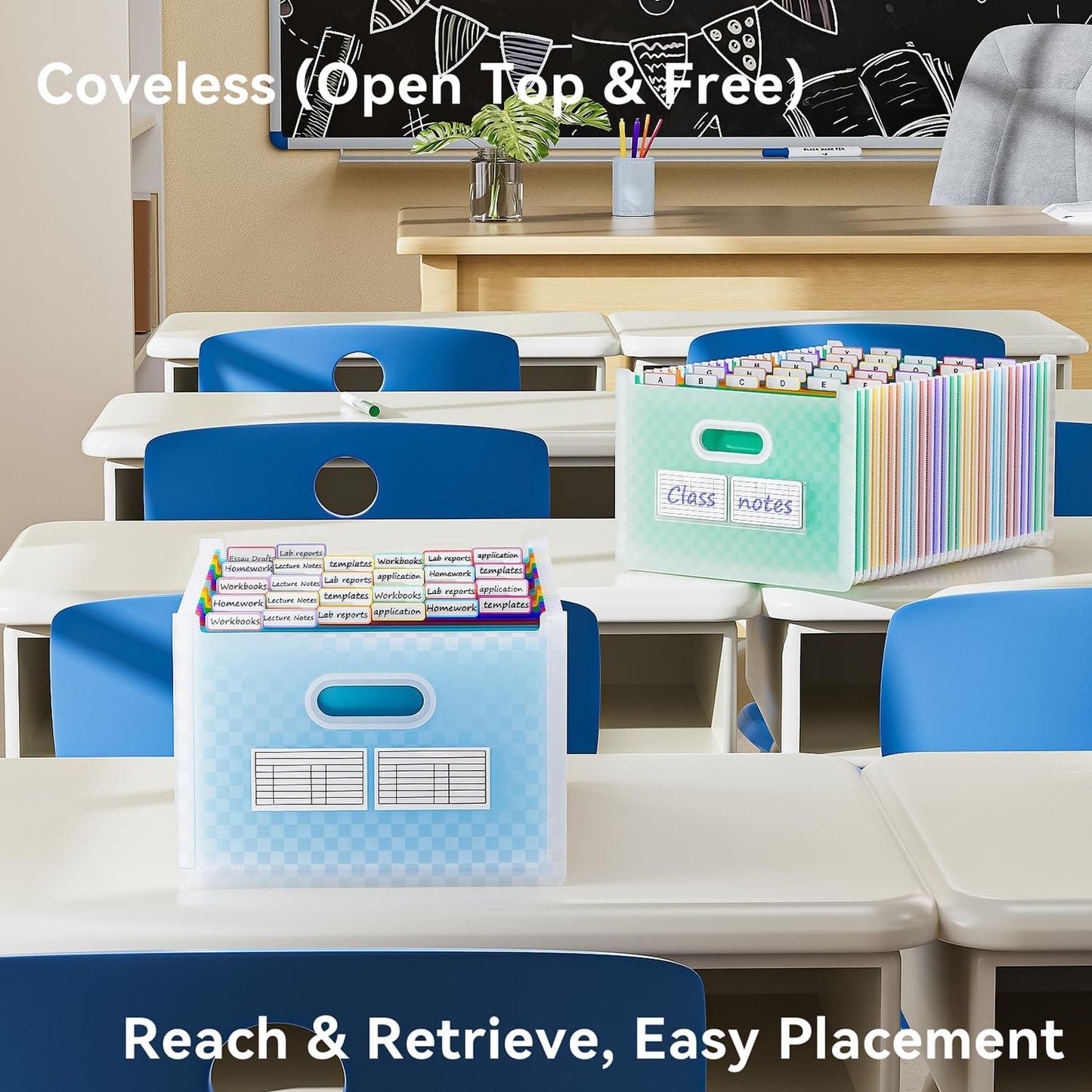 ThinkTex 26 Pockets Expanding File Folder, Upright & Open Top, A-Z Colorful Tabs, Larger Capacity Accordion Folder, Letter/A4 Size for School, Home and Office - Blue