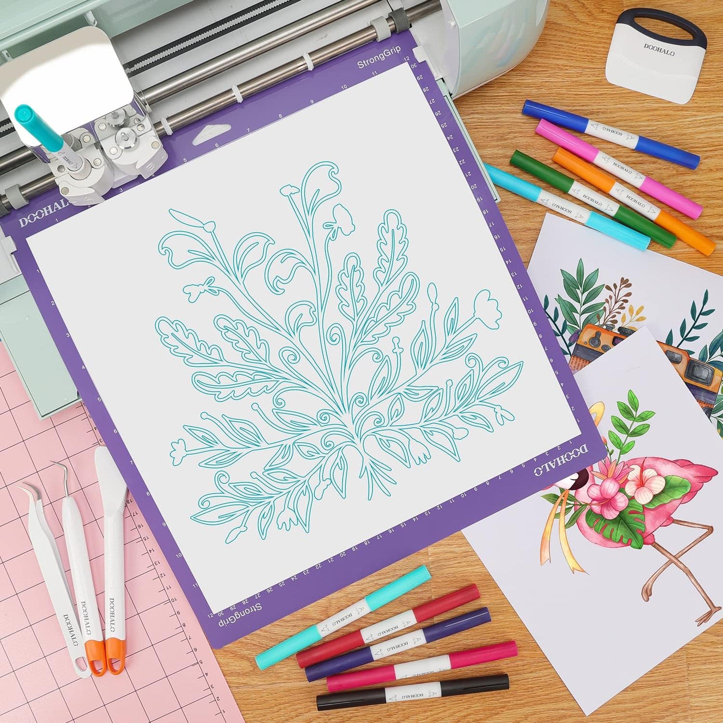 DOOHALO Metallic Grey Black Pens Compatible with Cricut Maker 3/4 Explore2/ 3/Air1.0/0.8/2.0/2.5 Variety Point Tips Gel Glitter Markers for drawing Writing