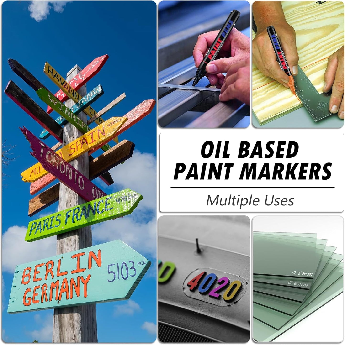 Yellow Paint Pens Paint Markers - 2 Pack Permanent Quick Dry Waterproof Marker Pens for Rocks Wood Fabric Plastic Canvas Glass Mugs Metal Tire Stone