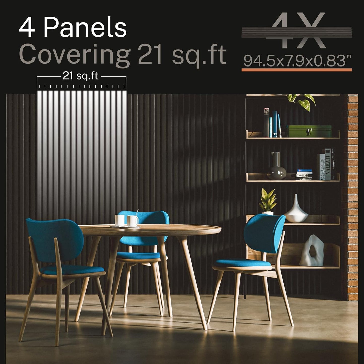 Not Just Sleek - These Wood Panels Eat Echo for Breakfast | African Ebony Wood Slat Acoustic Panels – 4PCS (94.5" x 7.9") | Sound-dampening Wall & Ceiling Panels for Stylish Noise Reduction & Décor