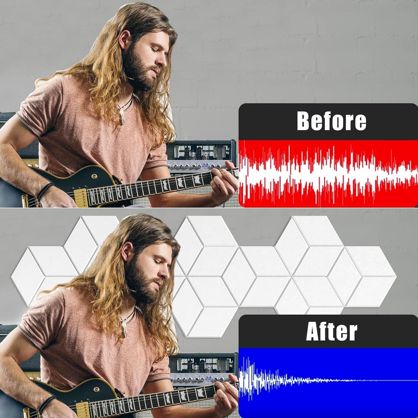 22 Pack Self-adhesive Acoustic Panels 12" X 10" X 0.4" - Sound Proof Foam Panels with High Density, Fashionable Y-Lined Design, Absorb Noise and Eliminate Echoes(White)