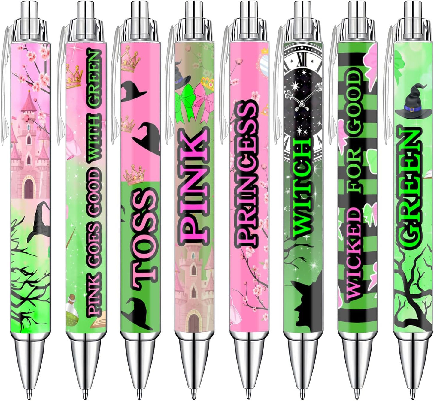 Princess and Witch Pens Set – Magical Fantasy-Themed Ballpoint Pens for Girls, Students, and Stationery Lovers – Smooth Writing Pens for School, Journaling, or Gifts – Enchanting Design, 8 Pack