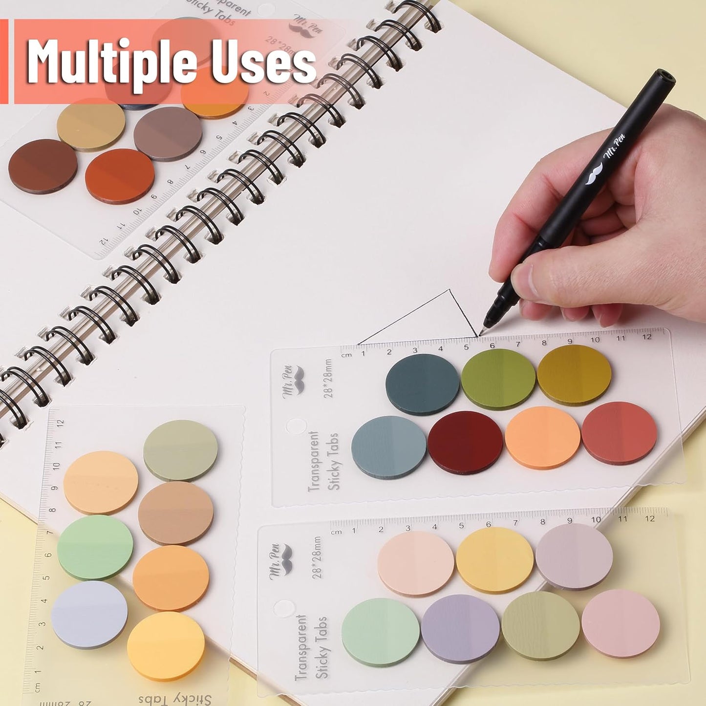 Mr. Pen- Transparent Sticky Note Set, 1120 Sheets, Colorful, Round Transparent Sticky Notes Set