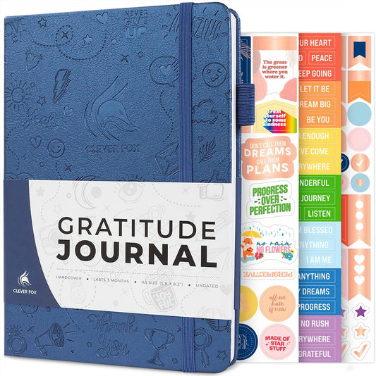 Clever Fox Gratitude Journal – Happiness, Positivity & Affirmation Daily Journal – Inspirational Daily Notebook – 3 Months, A5 (Mystic Blue)
