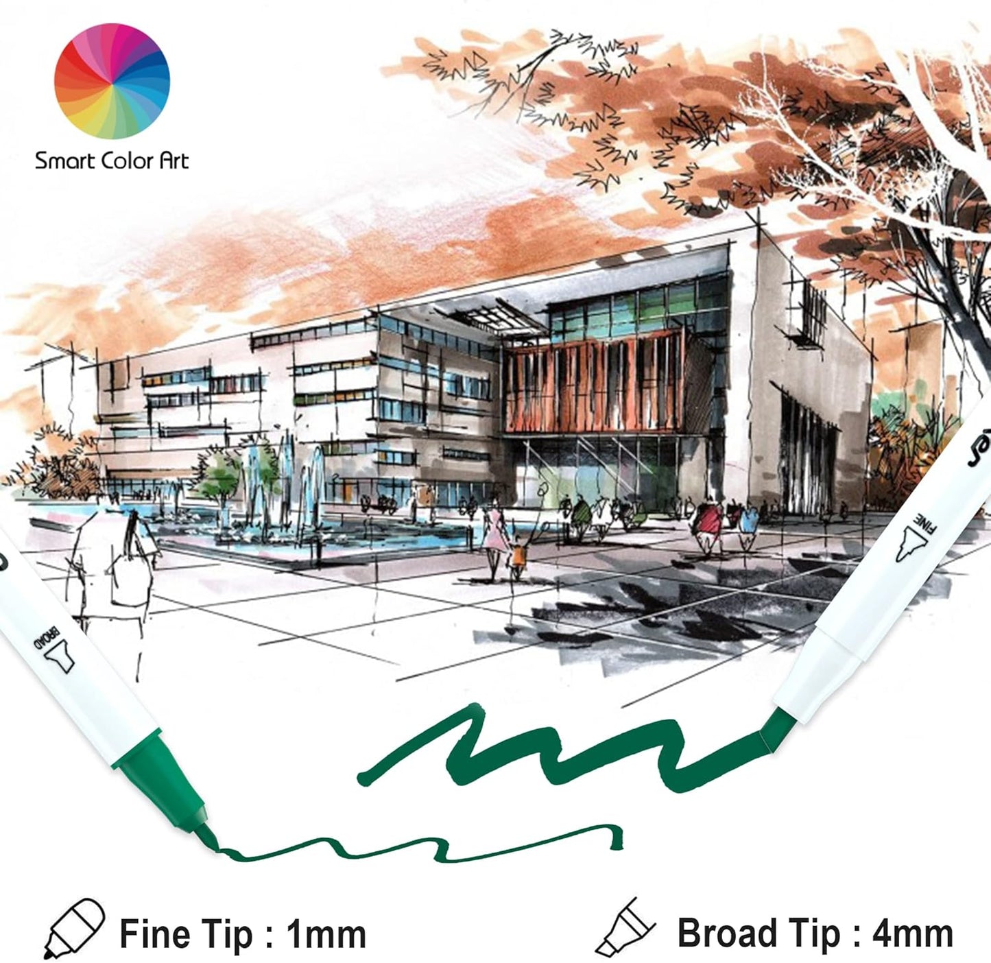 ChicRosa Art Markers, 65 Coloring Markers and 1 Blender, 66 Pack Alcohol Based Dual Tip Permanent Markers Highlighters with Case, Excellent for Adults Kids Coloring Marking Drawing Sketching (Black)